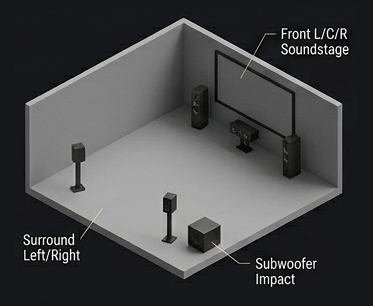 5.1 cinematic speaker layout diagram