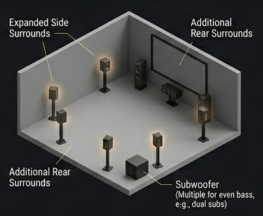 7.1 and 9.1 surround immersion diagram