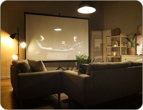 Living room with ultra short throw projection